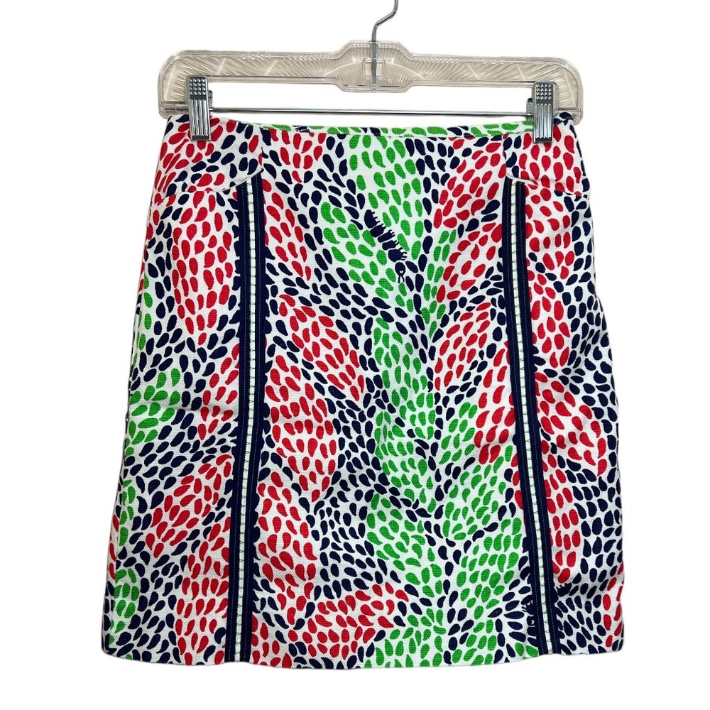 Lilly Pulitzer marching ants print blue green coral pencil skirt size 2